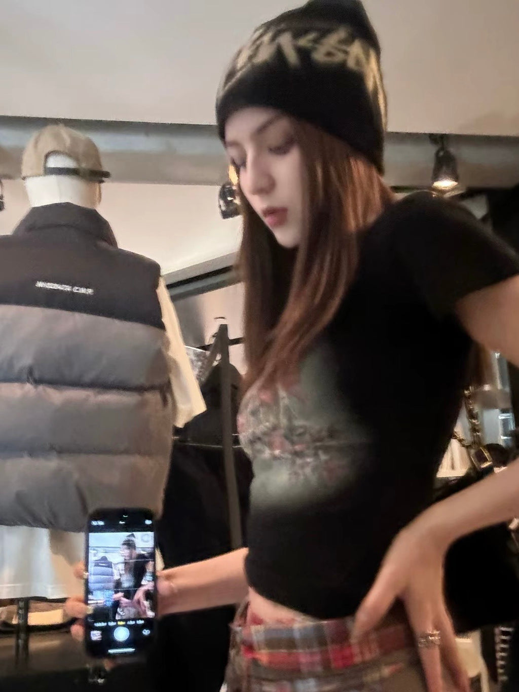 Stussy Brushed Out Stock Skullcap Beanie, Fuzzy Graffiti Logo Knit Hat, Winter Streetwear Black Hat